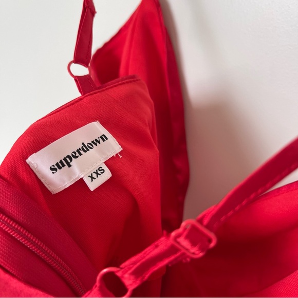 Superdown Red Satin Double Slit Maxi Dress Gown Size XXS - Picture 7 of 7